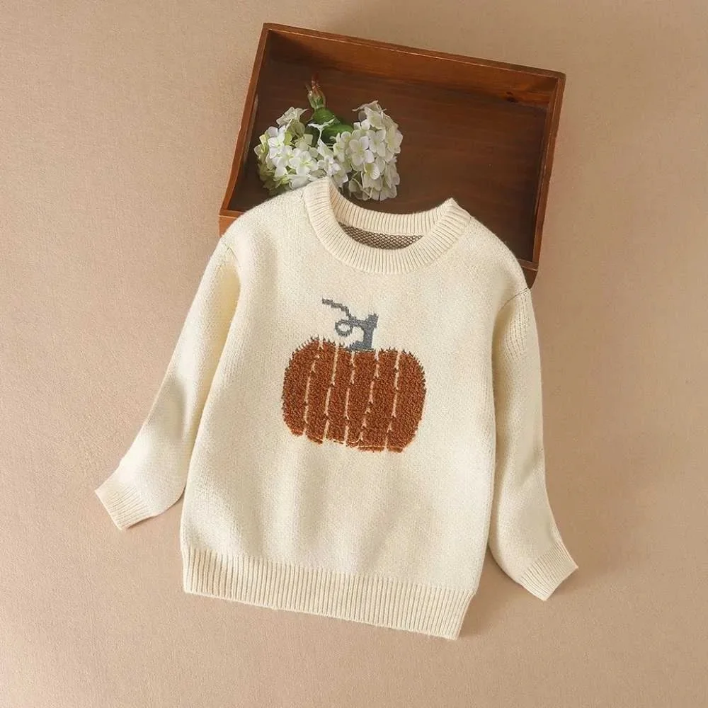 Pumpkin Spice Girls Boys Autumn Knitted Sweater for fall Thanksgiving‎ Size 5T